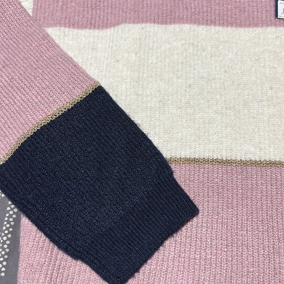 NWT SAVANNAH Ladies Size M Colour Block Jumper Rose Stripe ROSE BLUSH/NAVY - Picture 6 of 8